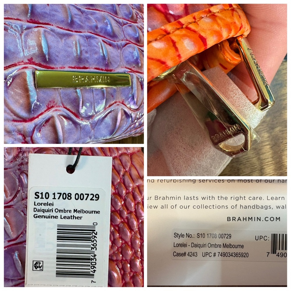 Brahmin NWT Lorelei - Daiquiri Ombre - Purple/Orange - VERY RARE - HTF - Picture 6 of 10